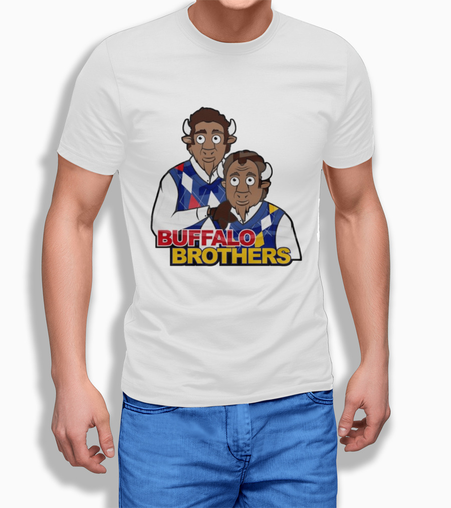 Buffalo Brothers Bison Characters Cartoon Duo T-Shirt