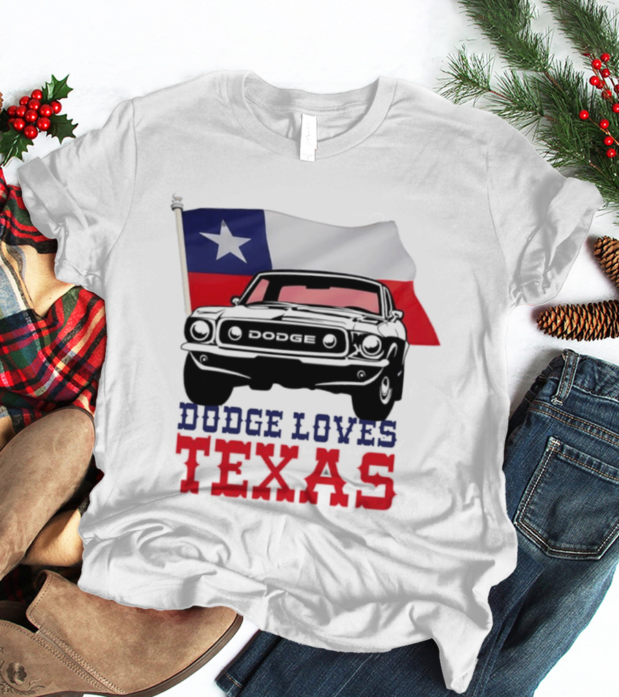 Dodge Loves Texas State Flag Mustang T-Shirt