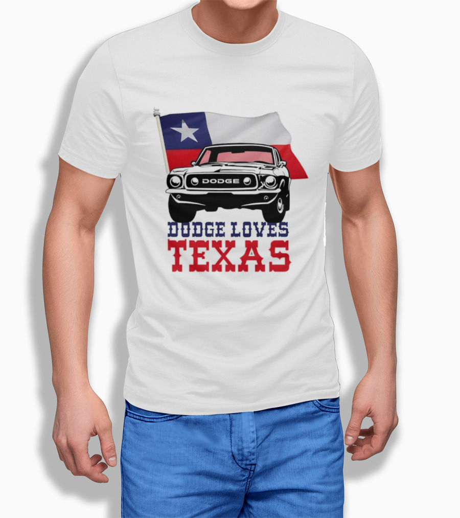 Dodge Loves Texas State Flag Mustang T-Shirt
