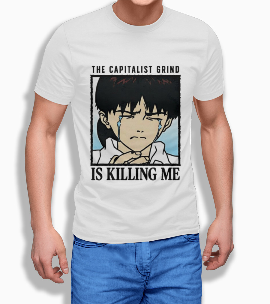 Shinji Ikari The Capitalist Grind Is Killing Me Neon Genesis Evangelion T-Shirt