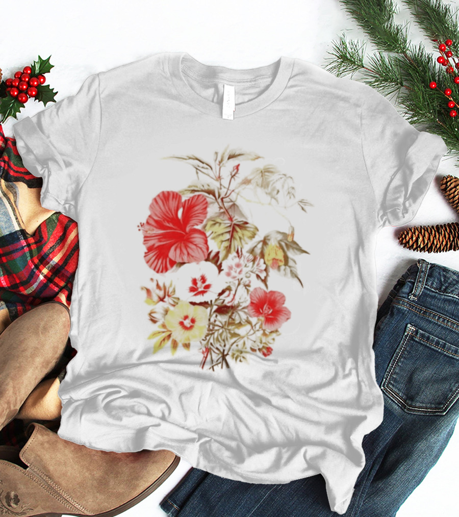 Hibiscus Mallow Cotton Floral Blossoms T-Shirt
