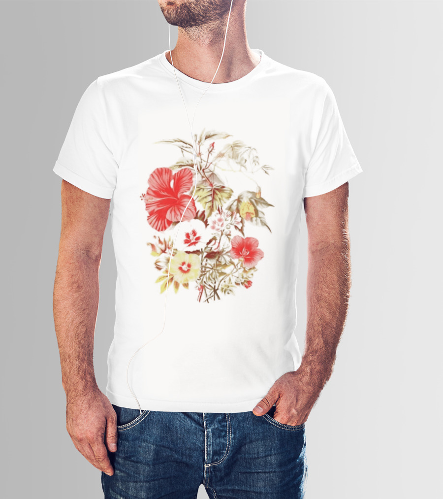 Hibiscus Mallow Cotton Floral Blossoms T-Shirt