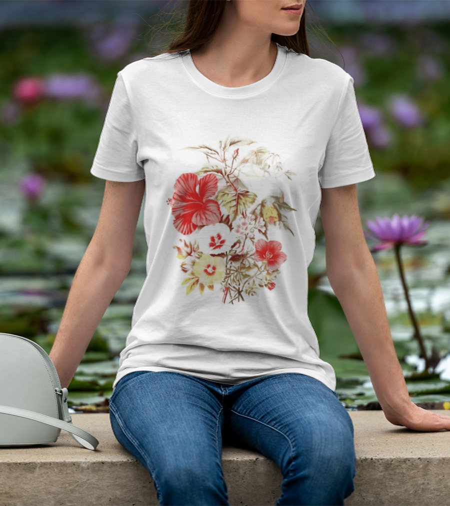 Hibiscus Mallow Cotton Floral Blossoms T-Shirt
