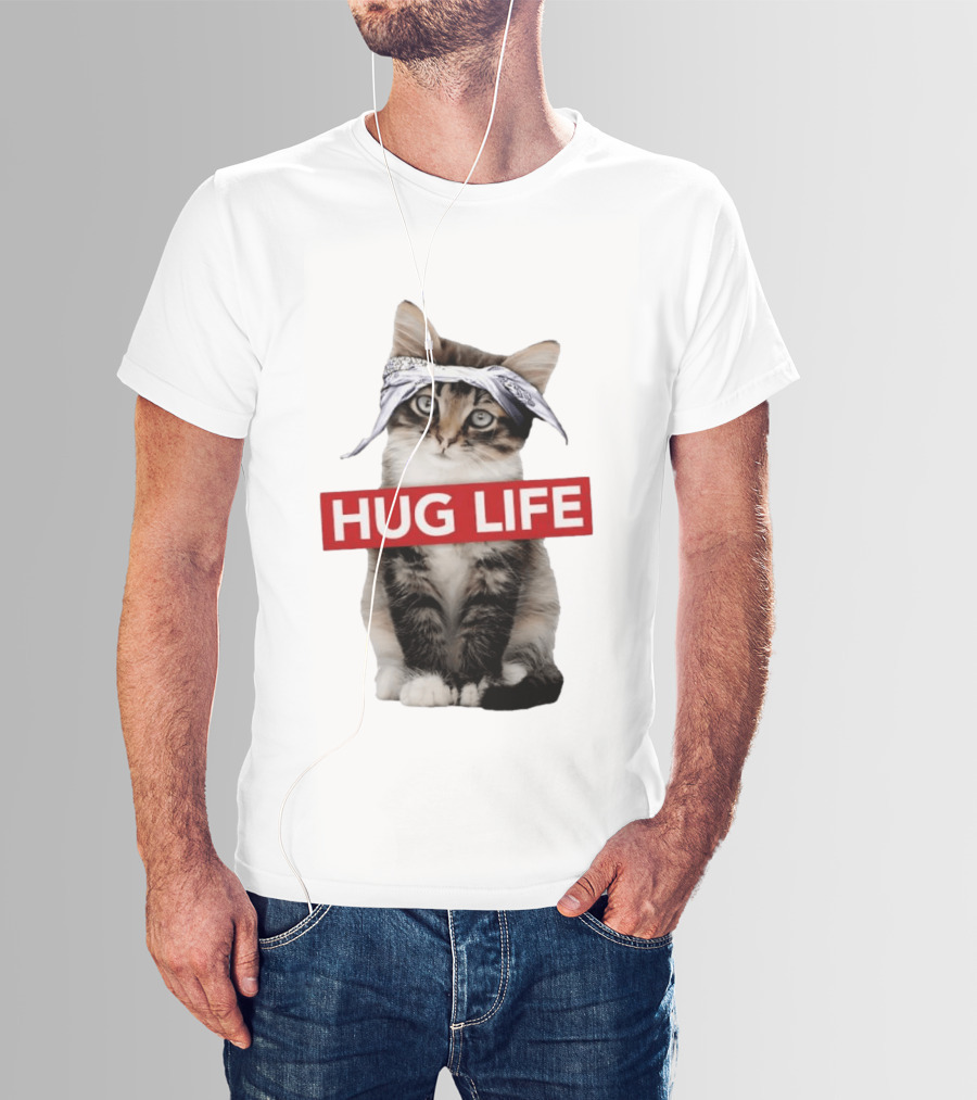 Hug Life Kitten Bandana Retro Funny Cat T-Shirt