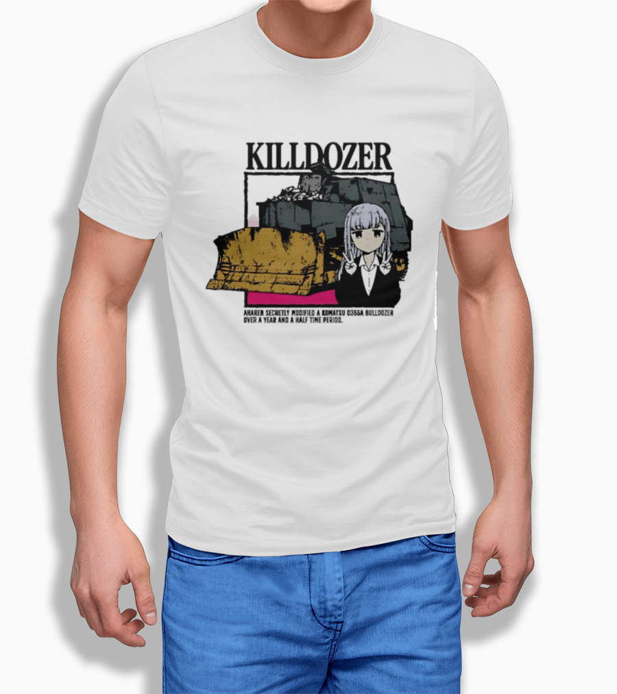 Killdozer Komatsu D355A Aharen Reina Anime Crossover Machinery T-Shirt