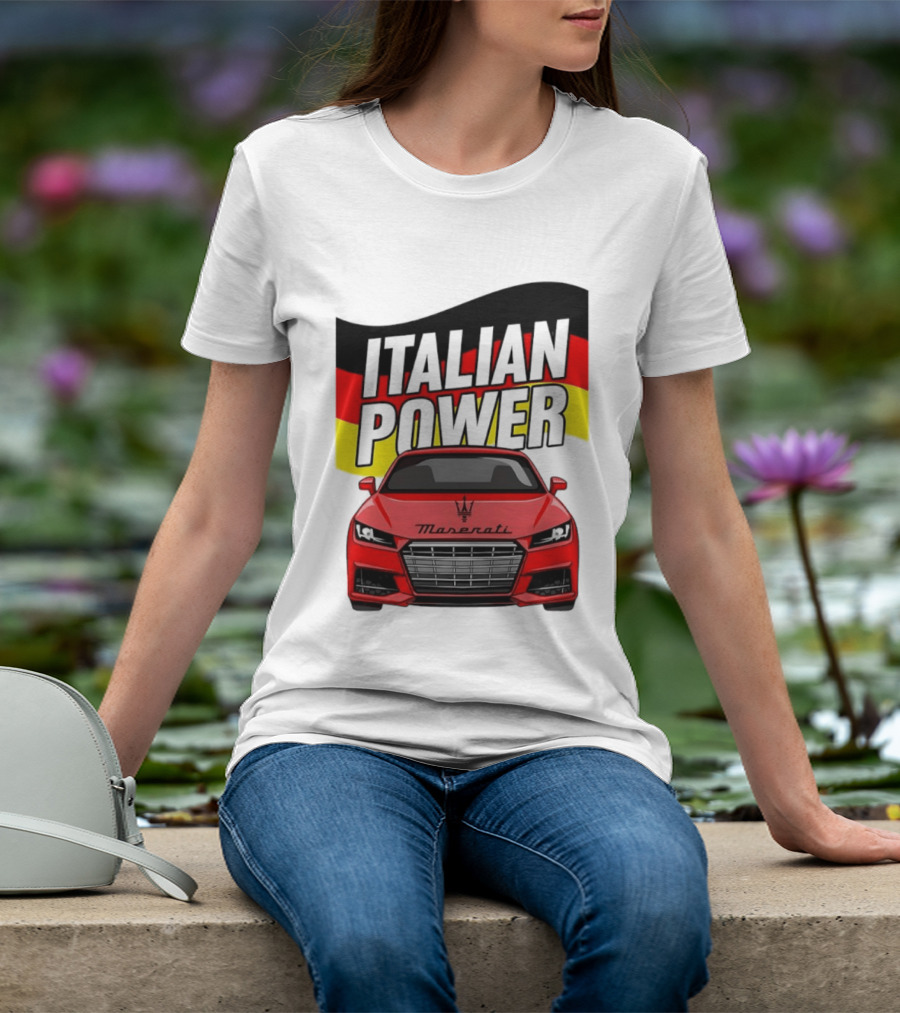 Maserati Italian Power German Flag Car T-Shirt