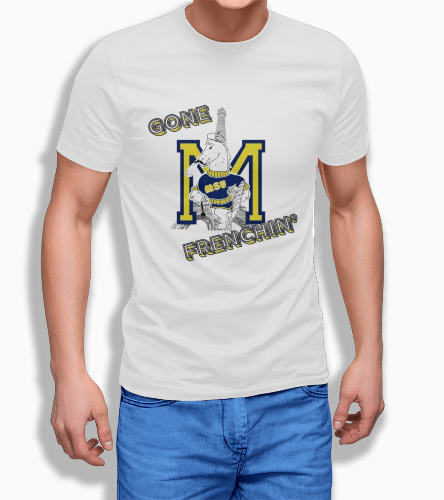 MSU Gone Frenchin' Eiffel Tower Bulldog Sweater Retro M T-Shirt