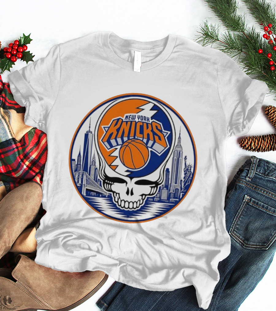 New York Knicks Grateful Dead Skyline Basketball T-Shirt