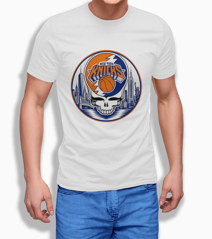 New York Knicks Grateful Dead Skyline Basketball T-Shirt