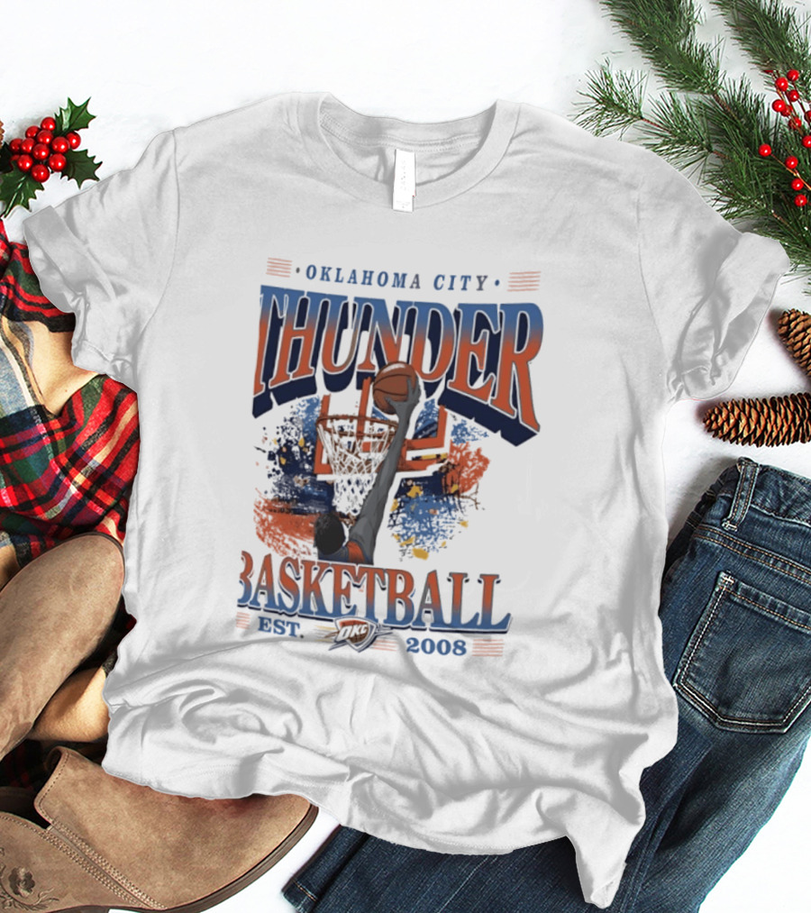 Oklahoma City Thunder Basketball Est 2008 OKC Slam Dunk Hoop T-Shirt