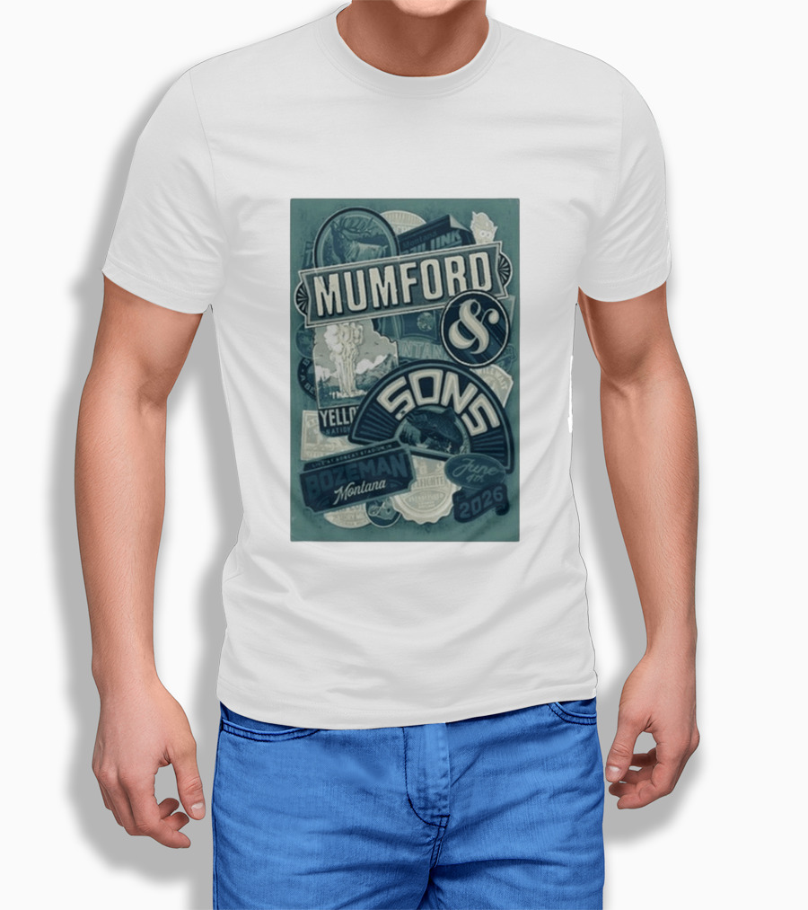 Mumford & Sons Bozeman Montana June 4 2026 Bobcat Stadium Yellowstone National Park T-Shirt