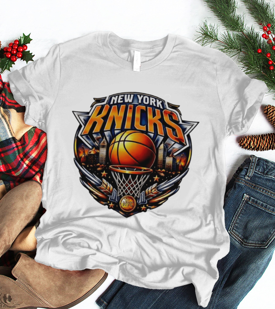 New York Knicks Basketball NYC Skyline Hoops T-Shirt