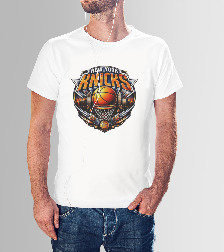 New York Knicks Basketball NYC Skyline Hoops T-Shirt