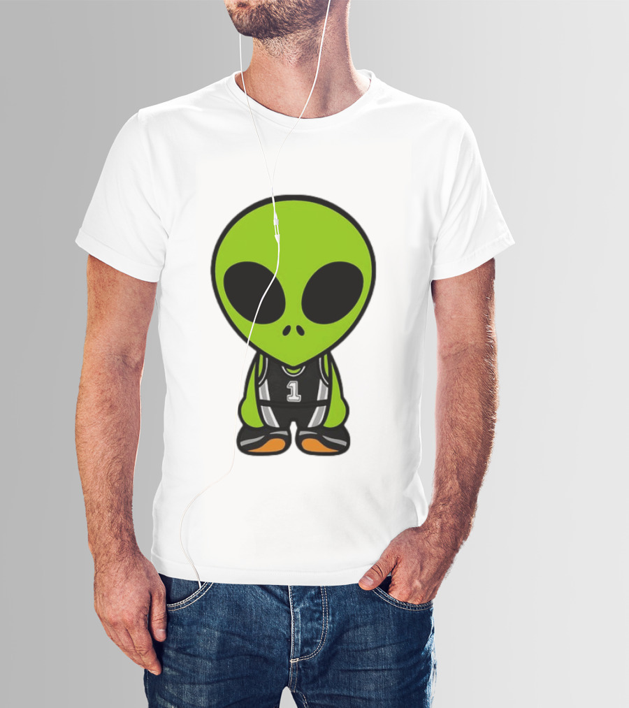 Alien Victor Wembanyama Cartoon Basketball Number 1 T-Shirt