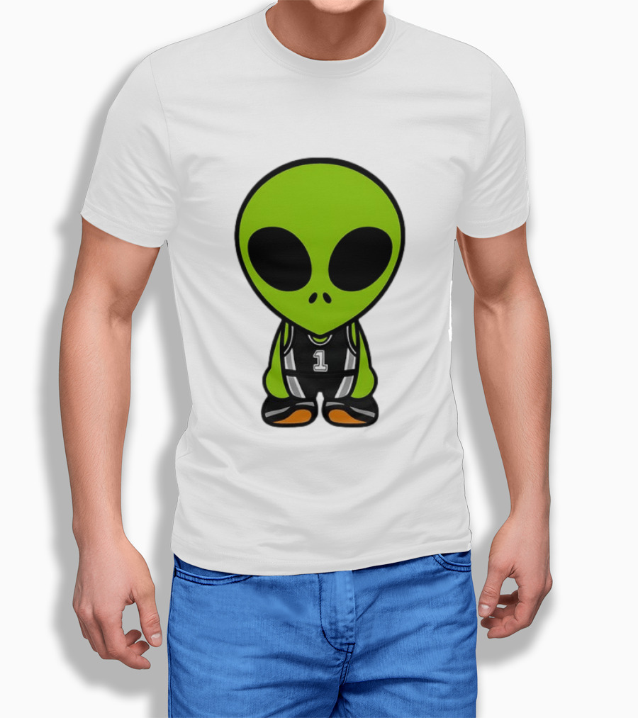 Alien Victor Wembanyama Cartoon Basketball Number 1 T-Shirt