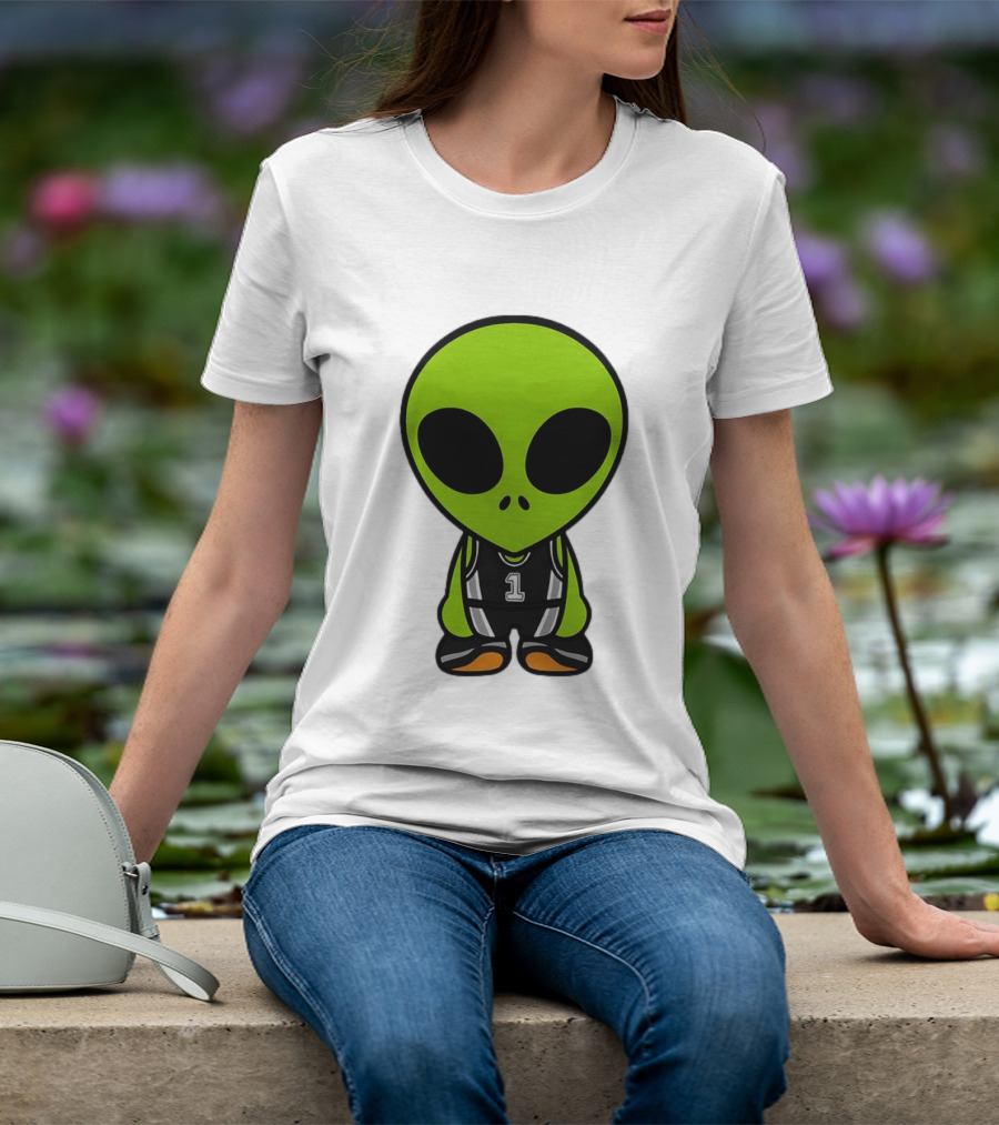 Alien Victor Wembanyama Cartoon Basketball Number 1 T-Shirt