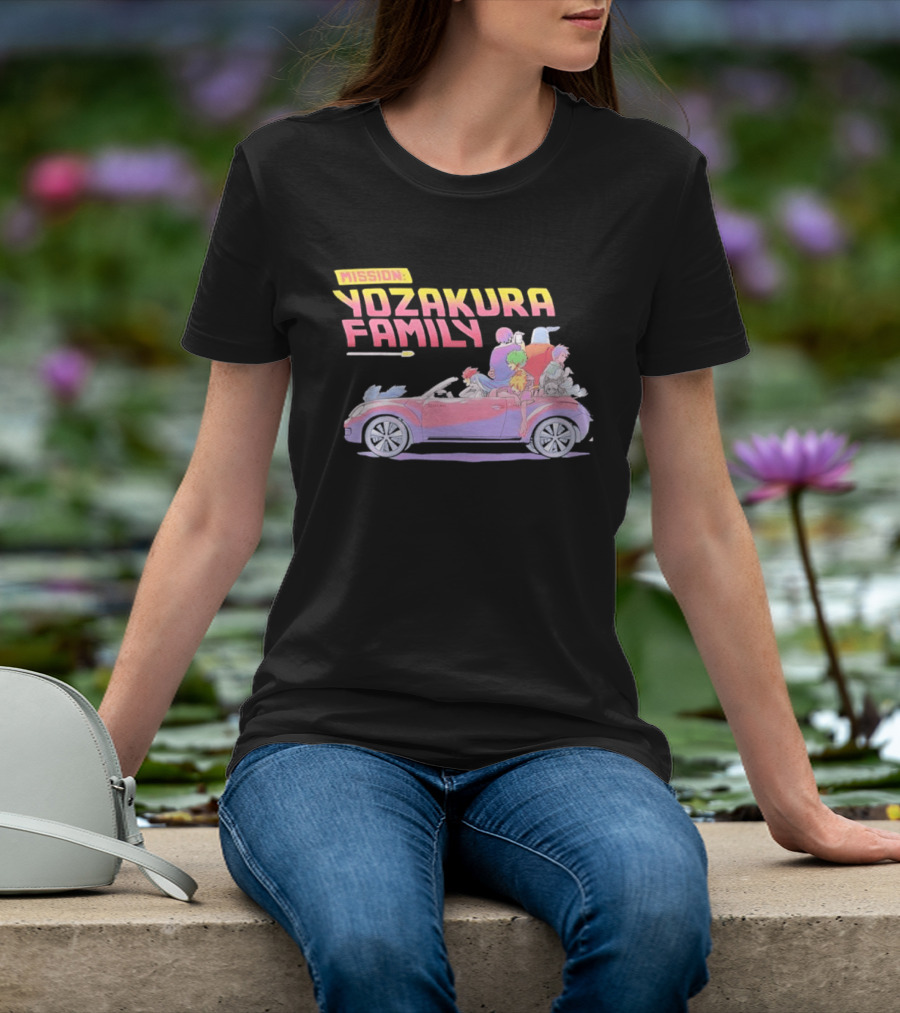 Mission Yozakura Family Anime Characters In Red Convertible Car T-Shirt