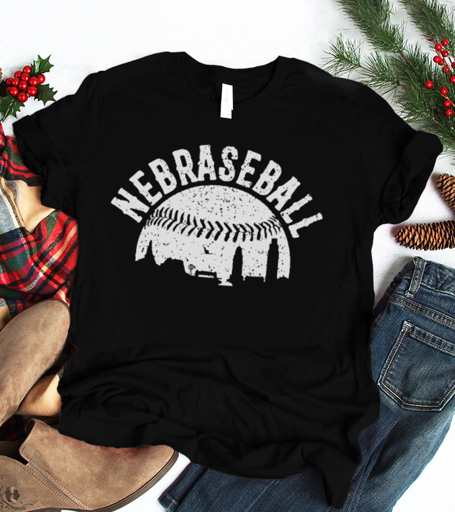 Nebraseball Skyline Nebraska Huskers Stadium Cityscape T-Shirt