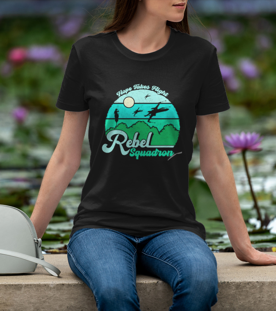 Rebel Squadron Hope Takes Flight Sunset Landscape T-Shirt