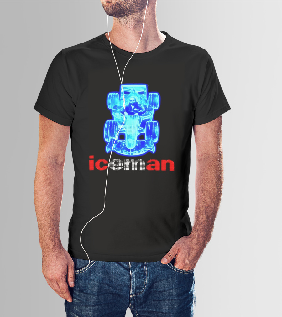 Iceman Kimi Räikkönen F1 Driver Holographic Car Racing Blue Red T-Shirt