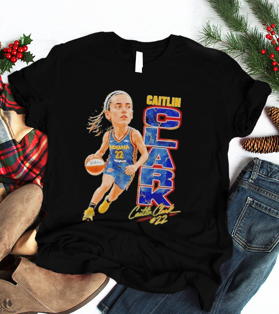 WNBA Indiana Fever Caitlin Clark 22 Basketball Caricature T-Shirt