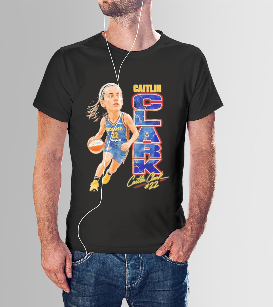 WNBA Indiana Fever Caitlin Clark 22 Basketball Caricature T-Shirt
