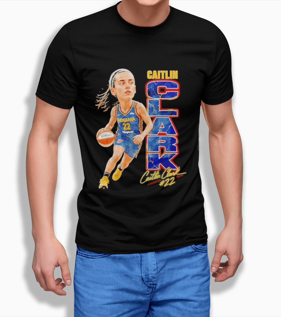 WNBA Indiana Fever Caitlin Clark 22 Basketball Caricature T-Shirt