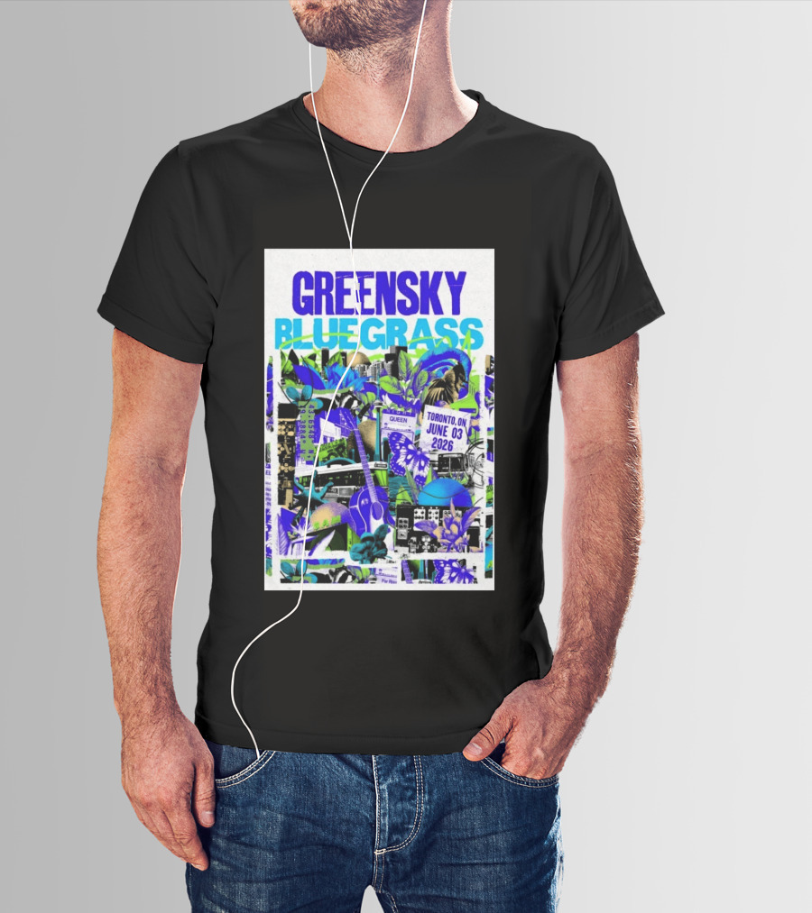 Greensky Bluegrass Toronto ON June 03 2026 Guitar Butterfly Cityscape T-Shirt
