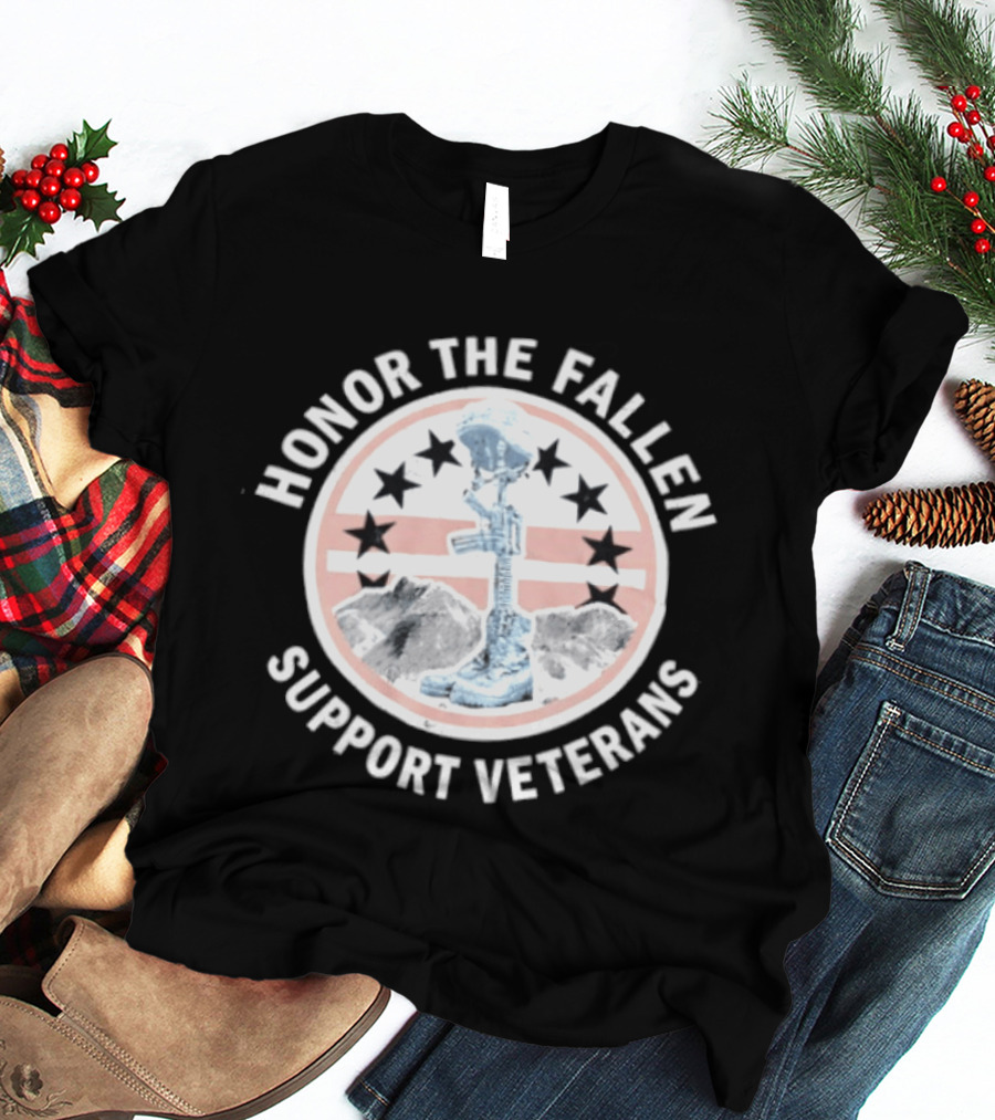 Honor The Fallen Support Veterans Soldier Memorial Stars Patriotic T-Shirt