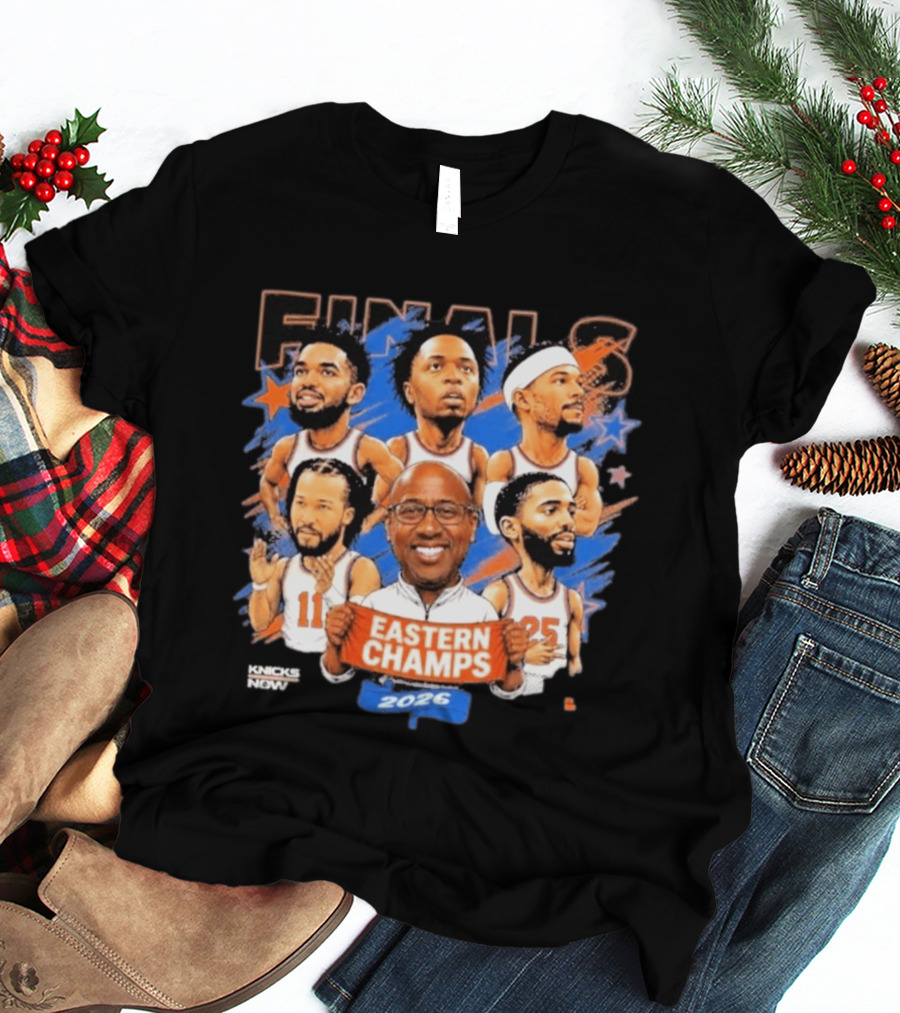 NBA Finals 2026 Eastern Champs Knicks Players And Coach Banner T-Shirt