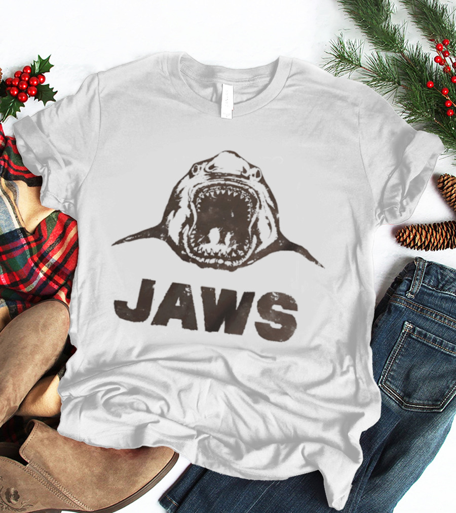 Jaws Great White Shark Minimalist Movie Brown Screen T-Shirt
