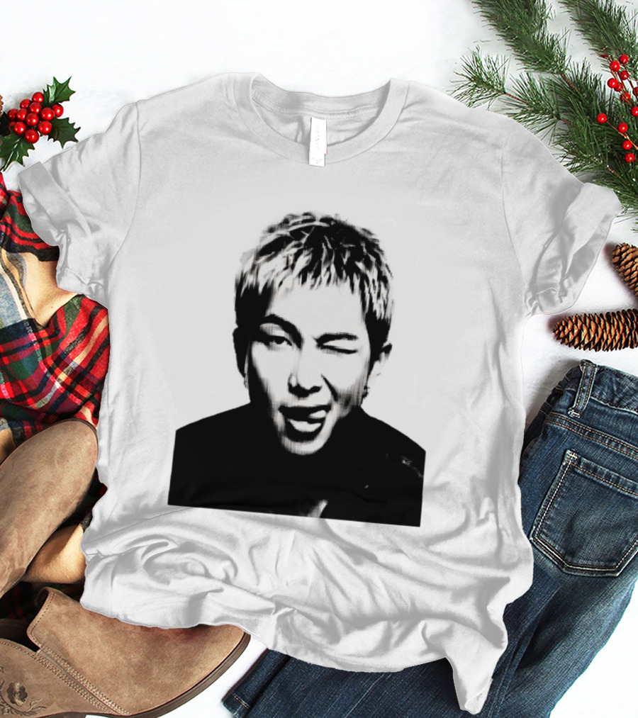 Kim Namjoon BTS K Pop Music Star Halftone Monochrome T-Shirt