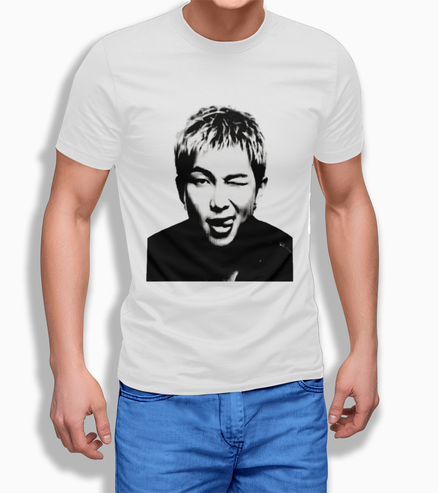 Kim Namjoon BTS K Pop Music Star Halftone Monochrome T-Shirt
