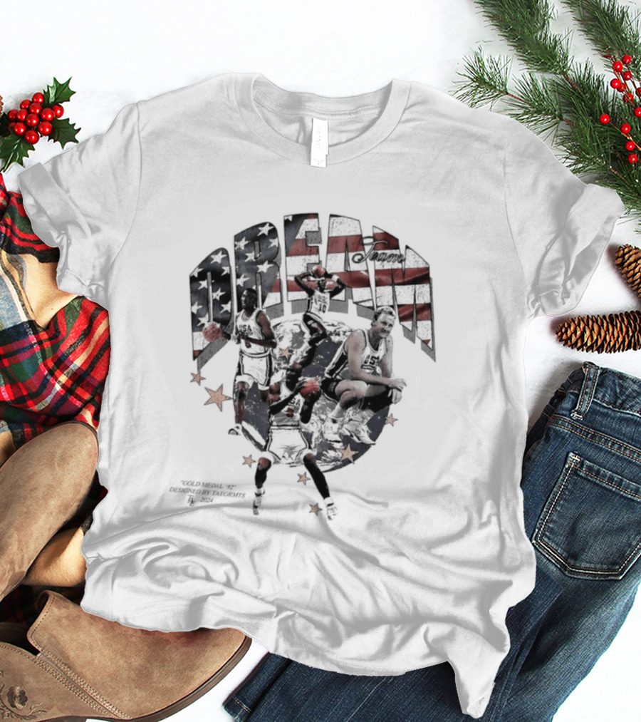 USA Basketball Dream Team 1992 Michael Jordan Scottie Pippen Clyde Drexler Larry Bird Stars And Stripes T-Shirt