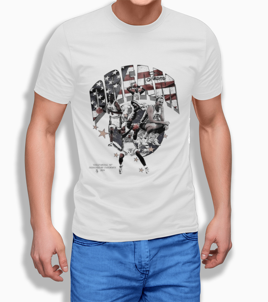 USA Basketball Dream Team 1992 Michael Jordan Scottie Pippen Clyde Drexler Larry Bird Stars And Stripes T-Shirt