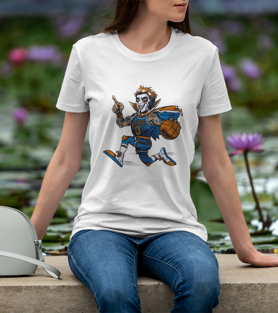 New York Knicks Dracula Vampire Basketball Comic T-Shirt