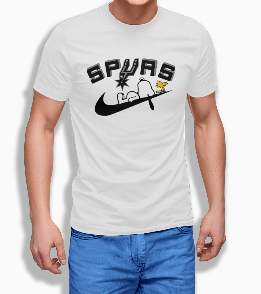 Snoopy Woodstock San Antonio Spurs Nike Logo Collaboration T-Shirt