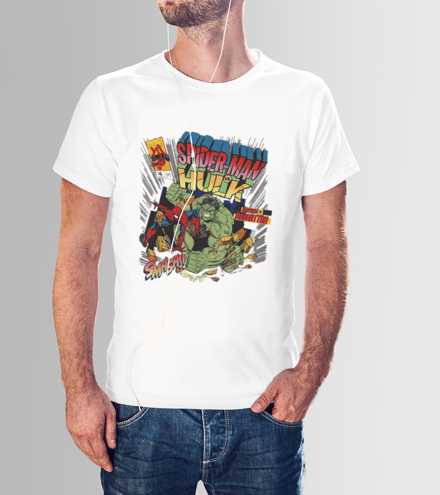 Spider Man Vs Hulk Mayhem Manhattan Marvel Smash 2026 Comic T-Shirt