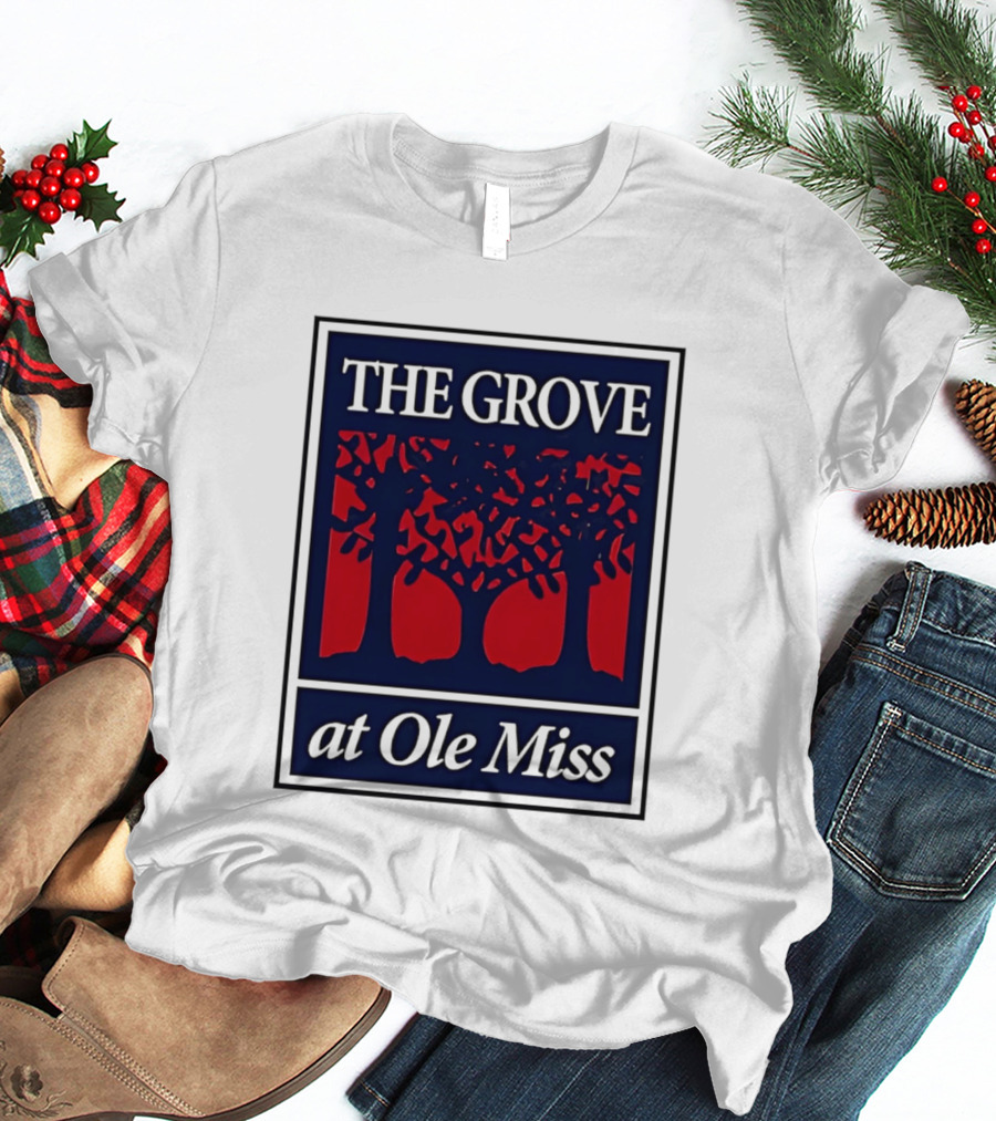 The Grove At Ole Miss Trees Red Blue T-Shirt