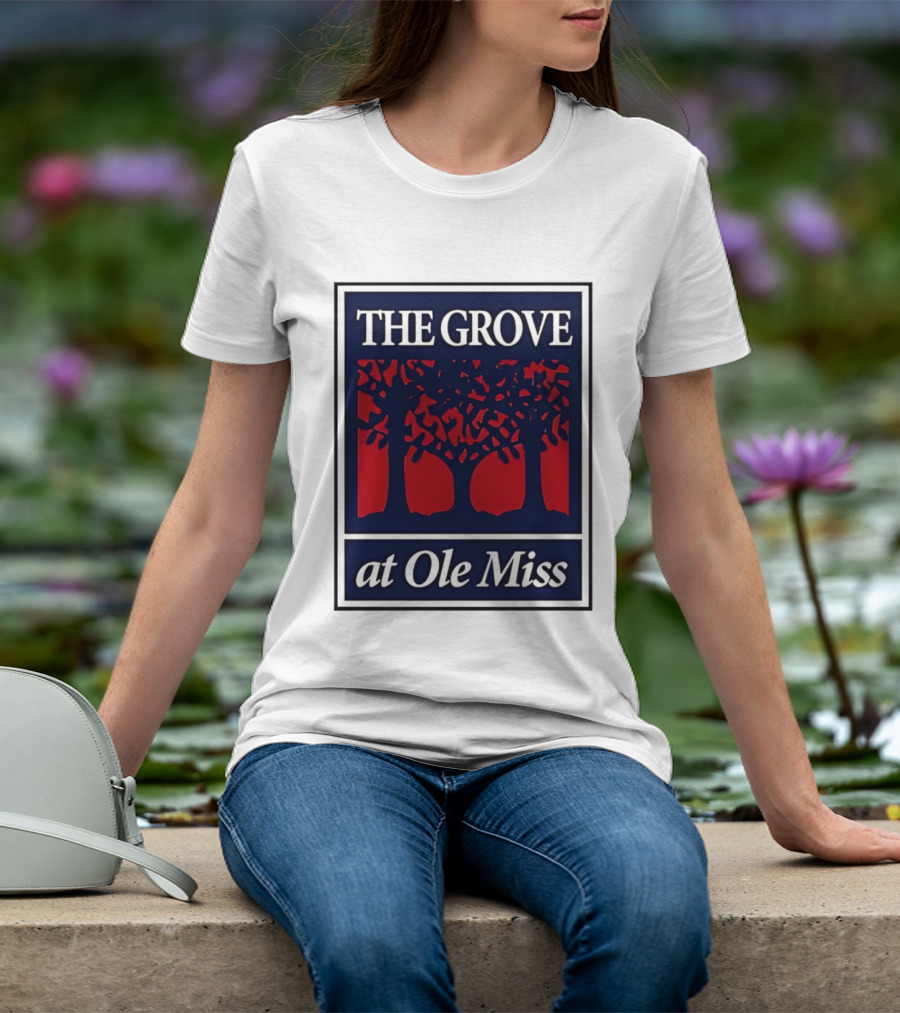 The Grove At Ole Miss Trees Red Blue T-Shirt