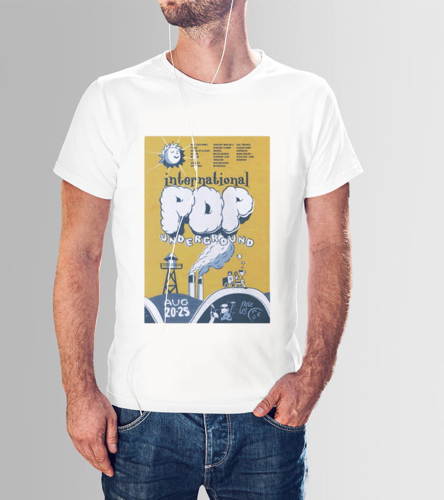 International Pop Underground Festival August 20 25 Beat Happening Fugazi Legend Of Yulesville Seaweed Спинанес Free Us T-Shirt