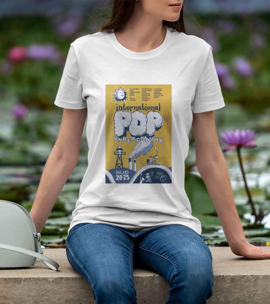 International Pop Underground Festival August 20 25 Beat Happening Fugazi Legend Of Yulesville Seaweed Спинанес Free Us T-Shirt
