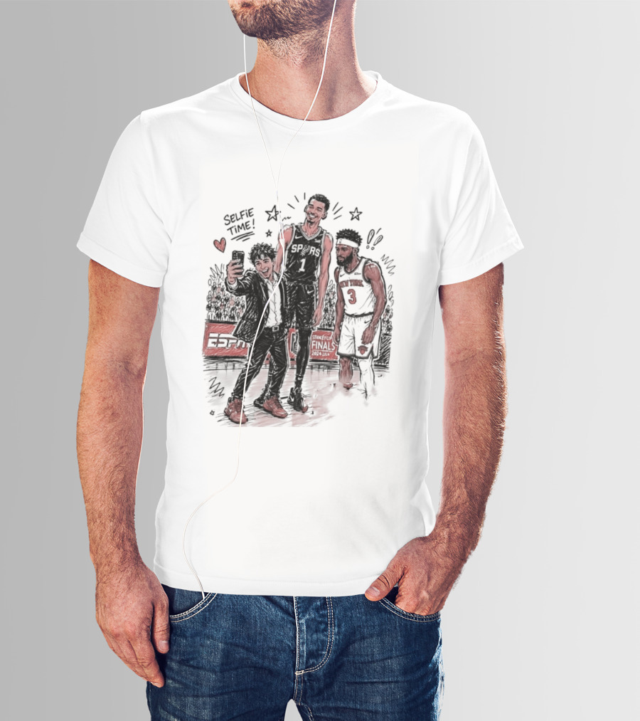 NY Knicks And San Antonio Spurs Selfie Time Finals Caricature T-Shirt