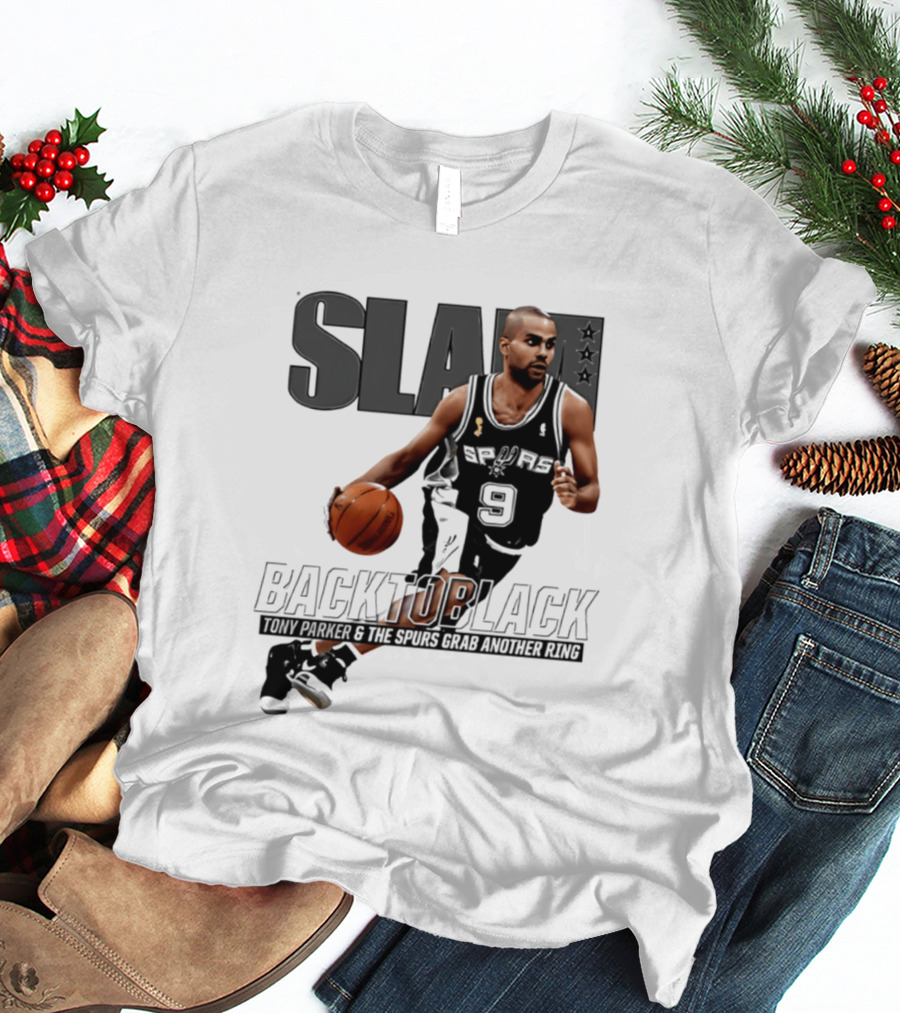 SLAM Back To Black San Antonio Spurs Tony Parker 9 Spurs Grab Another Ring T-Shirt