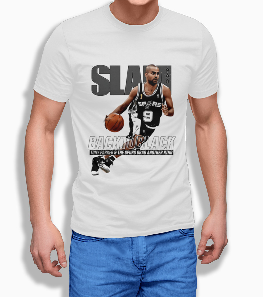 SLAM Back To Black San Antonio Spurs Tony Parker 9 Spurs Grab Another Ring T-Shirt