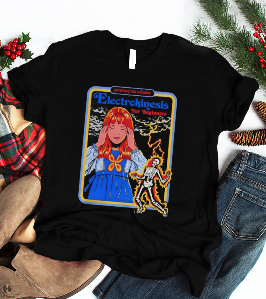 Activities For Children Electrokinesis For Beginners Vintage Style Art With Lightning Bolt Skeleton T-Shirt