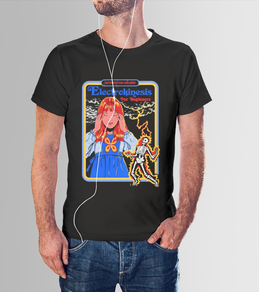 Activities For Children Electrokinesis For Beginners Vintage Style Art With Lightning Bolt Skeleton T-Shirt