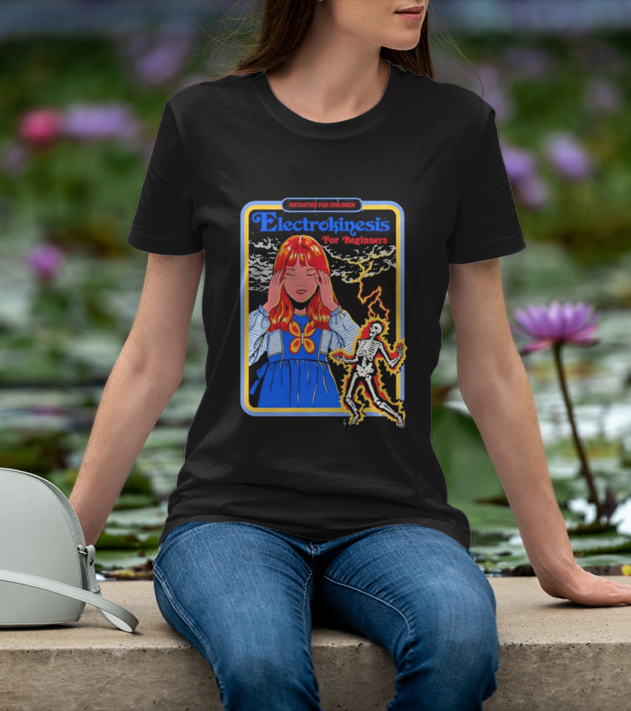 Activities For Children Electrokinesis For Beginners Vintage Style Art With Lightning Bolt Skeleton T-Shirt