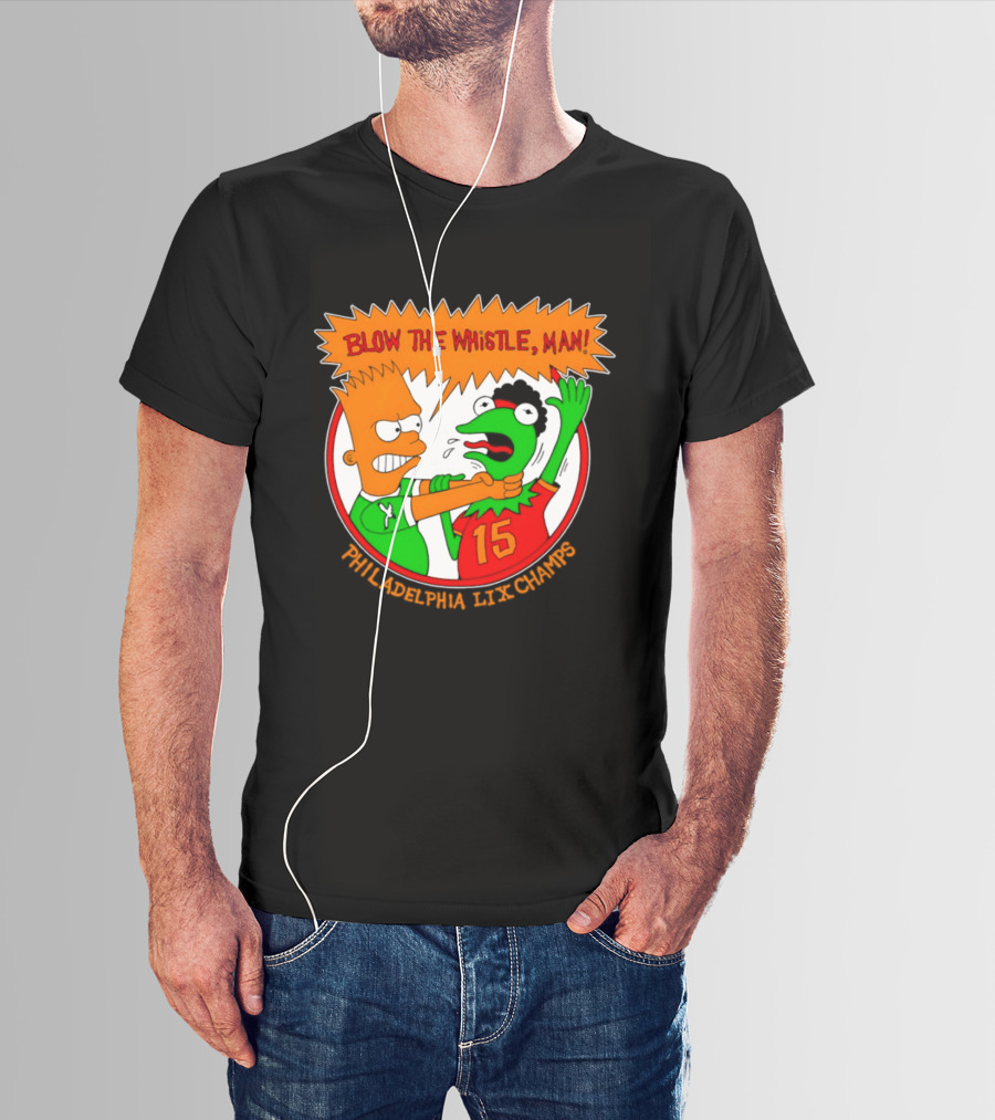 Bart Simpson Kermit The Frog Blow The Whistle Philadelphia LIX Champs T-Shirt