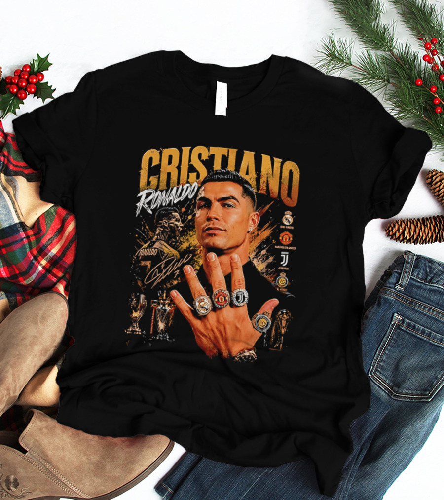 Cristiano Ronaldo Rings Collection Manchester Juventus Real Madrid Arsenal T-Shirt